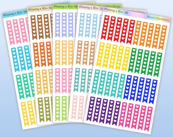 Heart Checklist Stickers, Colorful Stickers, Functional Stickers