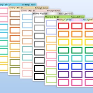 Colorful Rectangle Planner Stickers, Functional Box Stickers