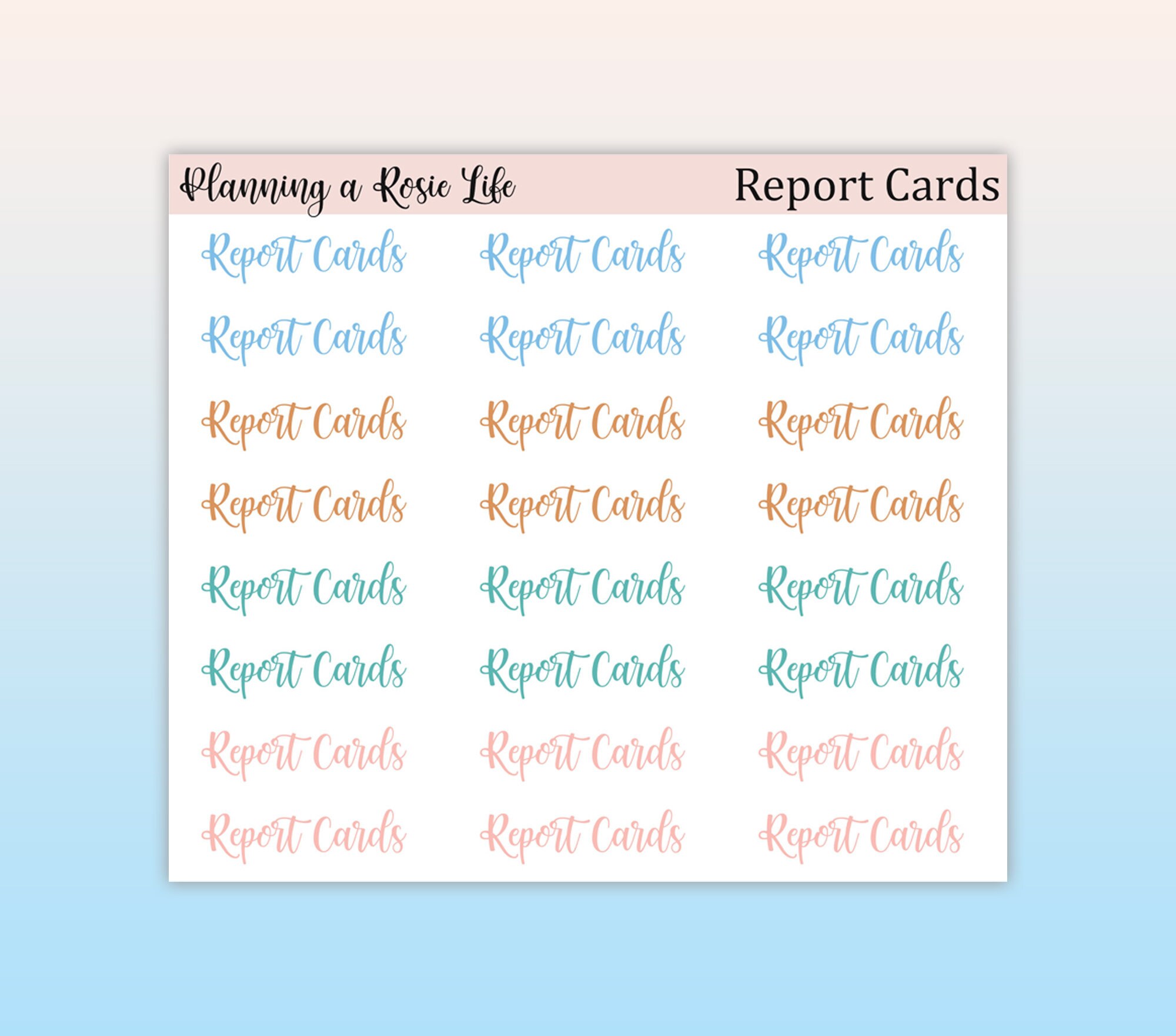 Report Cards Script Stickers, Teacher Stickers, School Stickers - Etsy