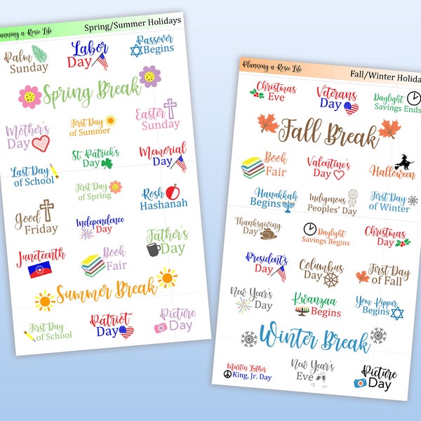 School Holiday Stickers, Teacher/Student Holidays Stickers