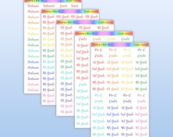 Grade Level Script Stickers, Teacher Stickers