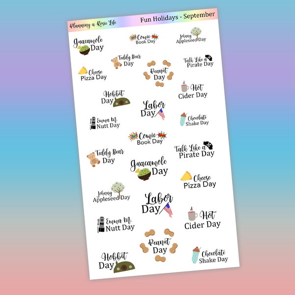 September Fun Holiday Stickers, Silly Holidays Stickers, National and World Holiday Stickers