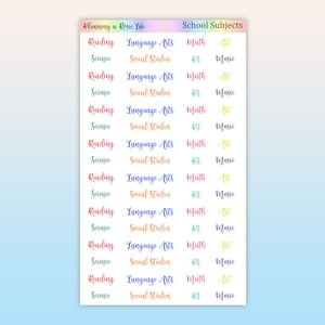 Customized School Subject Script Stickers, Script Stickers, Functional Stickers