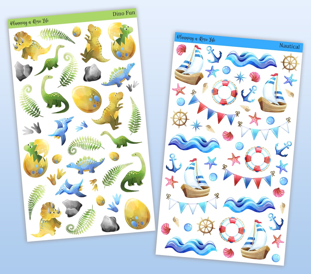 Dinosaur and Nautical Decorative Stickers - Etsy