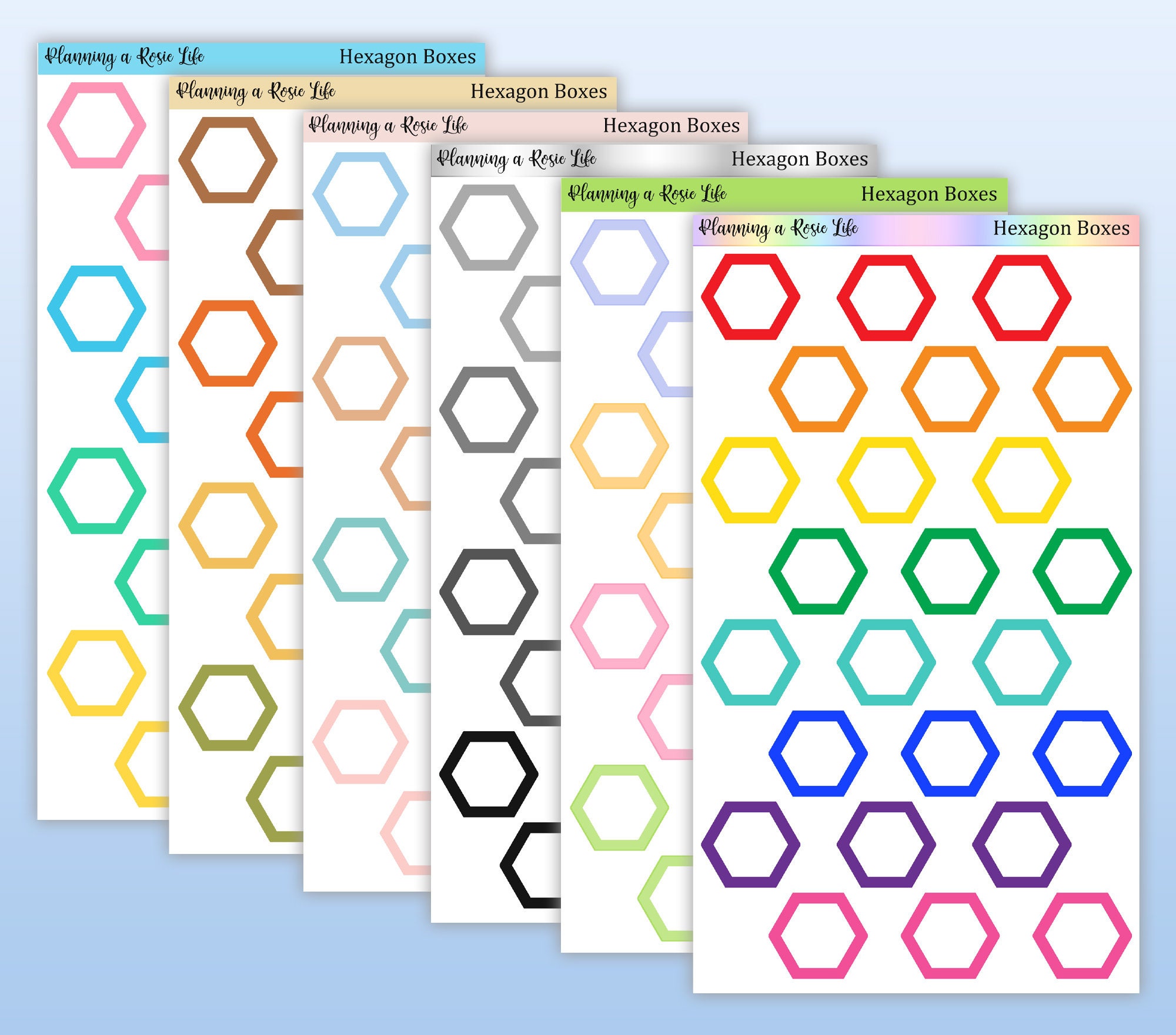 Hexagon Box Stickers, Colorful Box Stickers, Functional Stickers - Etsy