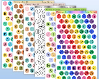 Planner Date Circle Stickers, Calendar Organizers