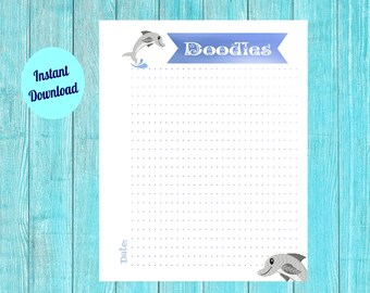 Dolphin Doodles Seite- Gepunktetes Papier-Instant Digital Download-Printable PDF File