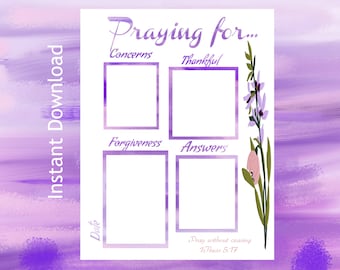 Gebetsliste- Sofortiger Digitaler Download-Druckbare PDF-Datei