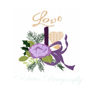 Love Advent Candle for Christmas -3 designs included-Machine Embroidery