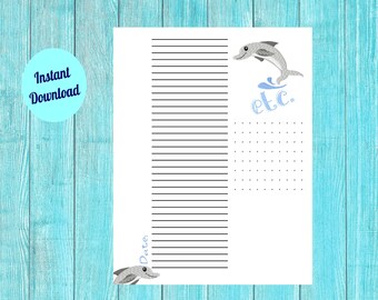 Dolphin etc. page-Instant Digital Download-Printable PDF File
