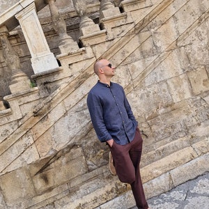 Linen shirt for men ELIOT / Men&#39;s linen shirt / Long sleeve Linen shirt / Linen clothing for men
