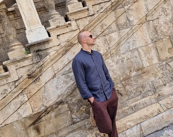 Linen shirt for men ELIOT / Men's linen shirt / Long sleeve Linen shirt / Linen clothing for men