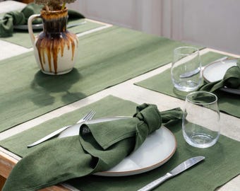 Ready to ship/Linen placemats / Linen Placemat set in various colors / Table linens decor / Softened double-sided tablemats set