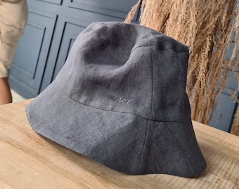 Linen bucket hat / Unisex bucket hat / Summer hat / Available in 25 colors / Grey hat /  Linen hat