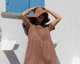 Linen summer hat / Beach panama hat / Linen hat / Linen sun hat / 26 colors