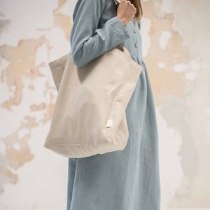 Soft linen tote bag / Linen beach bag / Linen shopping bag / Large linen tote bag image 1