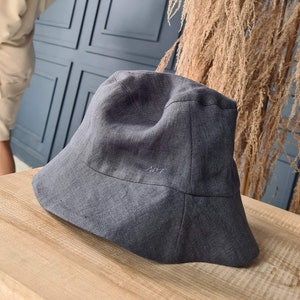 Summer linen hat Heavy linen hat Natural linen bucket hat