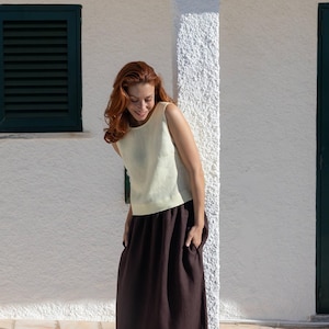 Maxi linen skirt Abbie / Long linen skirt / Boho linen skirt / A line linen skirt with pockets