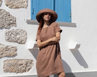 Casual linen dress MILA /  Summer linen dress / Everyday linen dress / Linen womens dresses