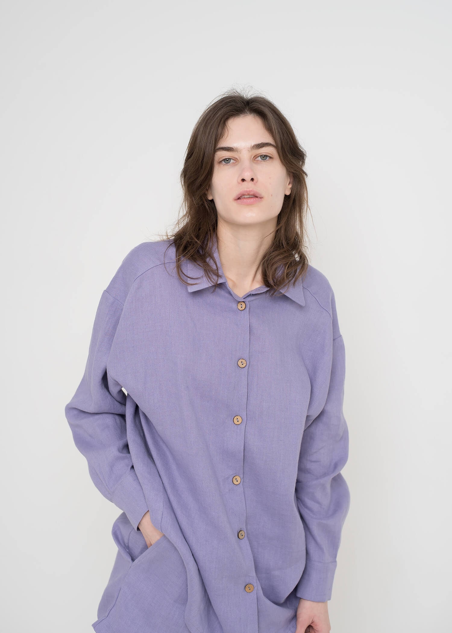 トップス IIROT Oversized Linen Shirt_Khaki IIROT Oversized Linen Shirt_Khaki