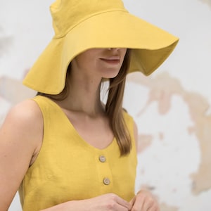 Chapeau d'été en lin / Chapeau de panama de plage / Chapeau en lin / Chapeau de soleil en lin pour femme / Disponible en 20 couleurs image 3