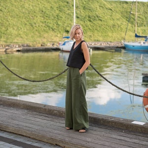 Wide linen pants Amy / Linen palazzo pants / Wide leg linen trousers woman / Linen summer pants zdjęcie 1