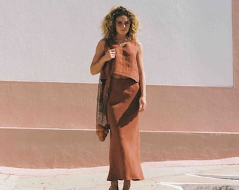 Linen skirt CAMILA / Maxi linen skirt / Minimalist linen skirt / Long linen skirt