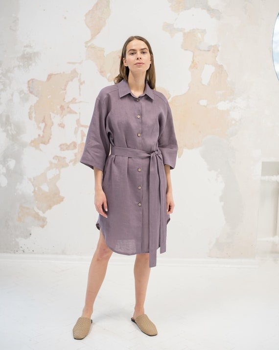 open lace back dress Linen Oversized Shirts in Pastel Pink  Linen Swan