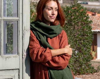 Ready to ship / Wide linen scarf / Softened linen scarves / Linen fall scarf / Scarf for women / Linen shawl / Christmas gift