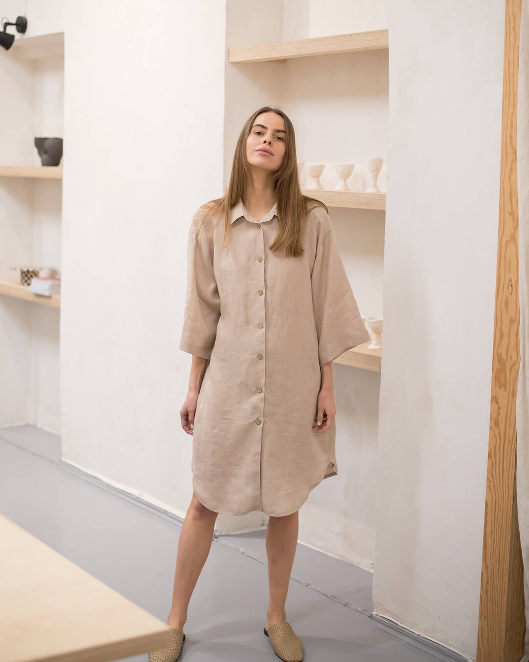 SUMMER Shirt Dress - coconut linen main image 0