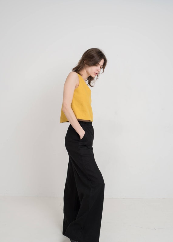 Wide Leg Linen Pants Amy Minimalist Pants Linen Palazzo Pants Wide Leg Linen Trousers Woman Black Pants Etsy Canada