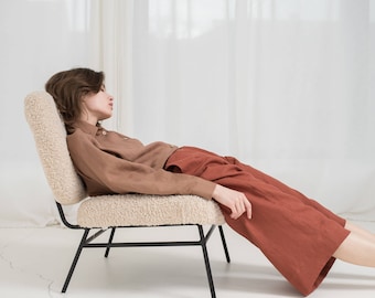 Wide leg linen culottes Dakota / Wide leg linen trousers  / Linen trousers / Terracotta pants woman / Minimalist summer pants