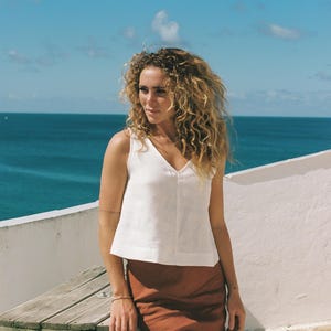 Ready To Ship / Linen tank top ANDY / Linen crop top / Basic linen top / Sleeveless linen top