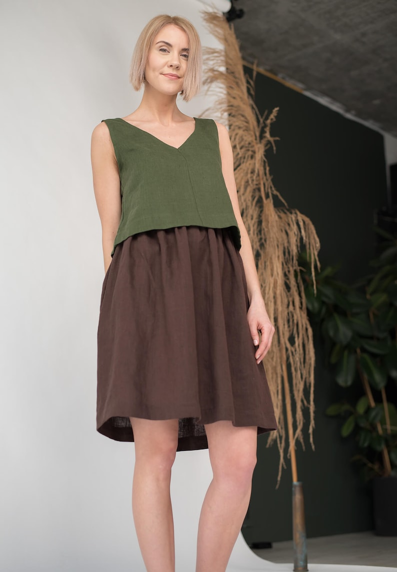 Midi linen skirt MAYA / Linen skirt / High waist soft linen skirt / Women's linen skirt with pocket / Summer skirt boho image 3