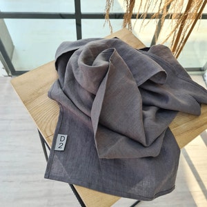 Softened linen scarf / Gray linen scarf / Men scarf / Scarf for woman / Black scarf / wrap scarf image 2