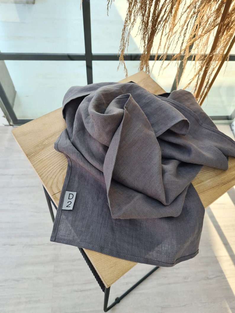 Softened linen scarf / Gray linen scarf / Men scarf / Scarf for woman / Black scarf / wrap scarf image 2
