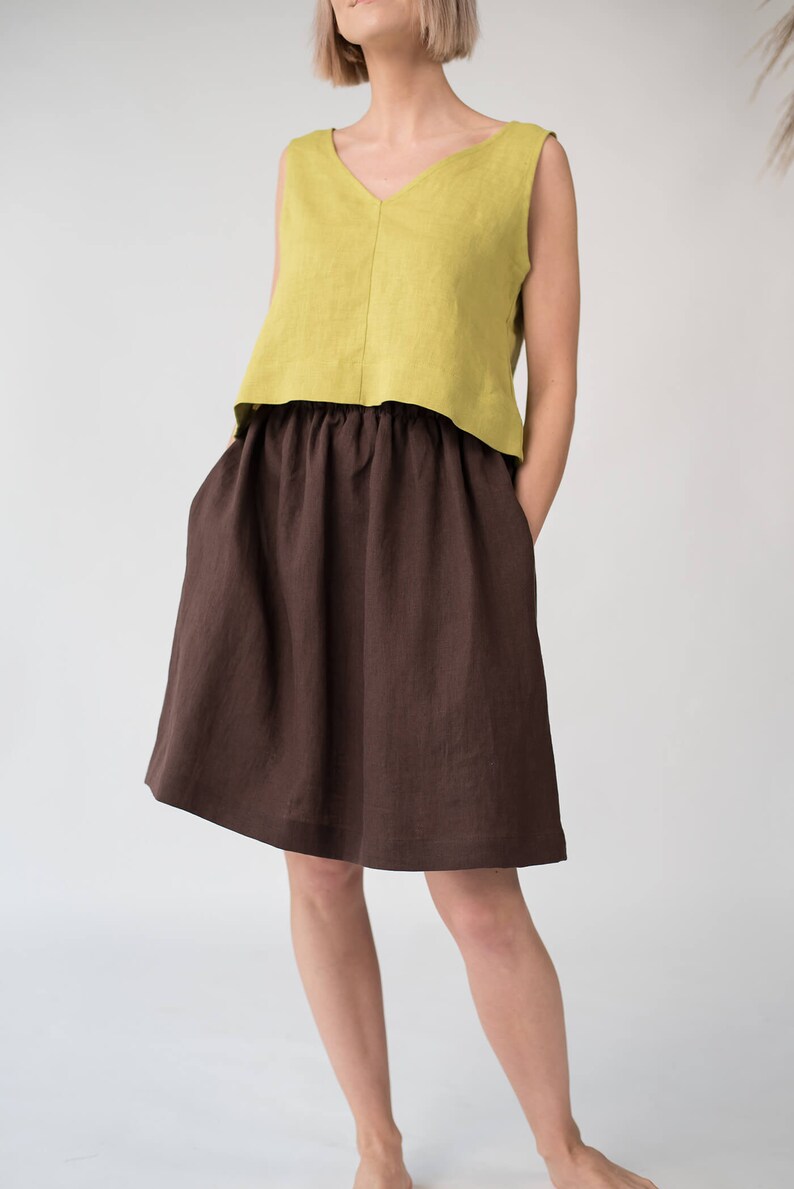 Midi linen skirt MAYA / Linen skirt / High waist soft linen skirt / Women's linen skirt with pocket / Summer skirt boho image 2