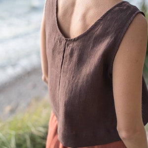 Linen top ANDY / Linen crop top / Basic linen top / Sleeveless top / Linen blouse for summer image 2