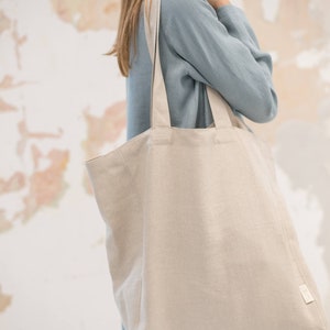 Soft linen tote bag / Linen beach bag / Linen shopping bag / Large linen tote bag image 4