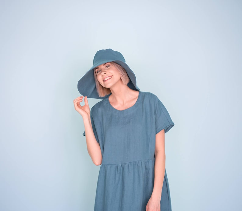 Linen summer hat / Beach panama hat / Linen hat / Womens linen sun hat / Available in 20 colors image 2