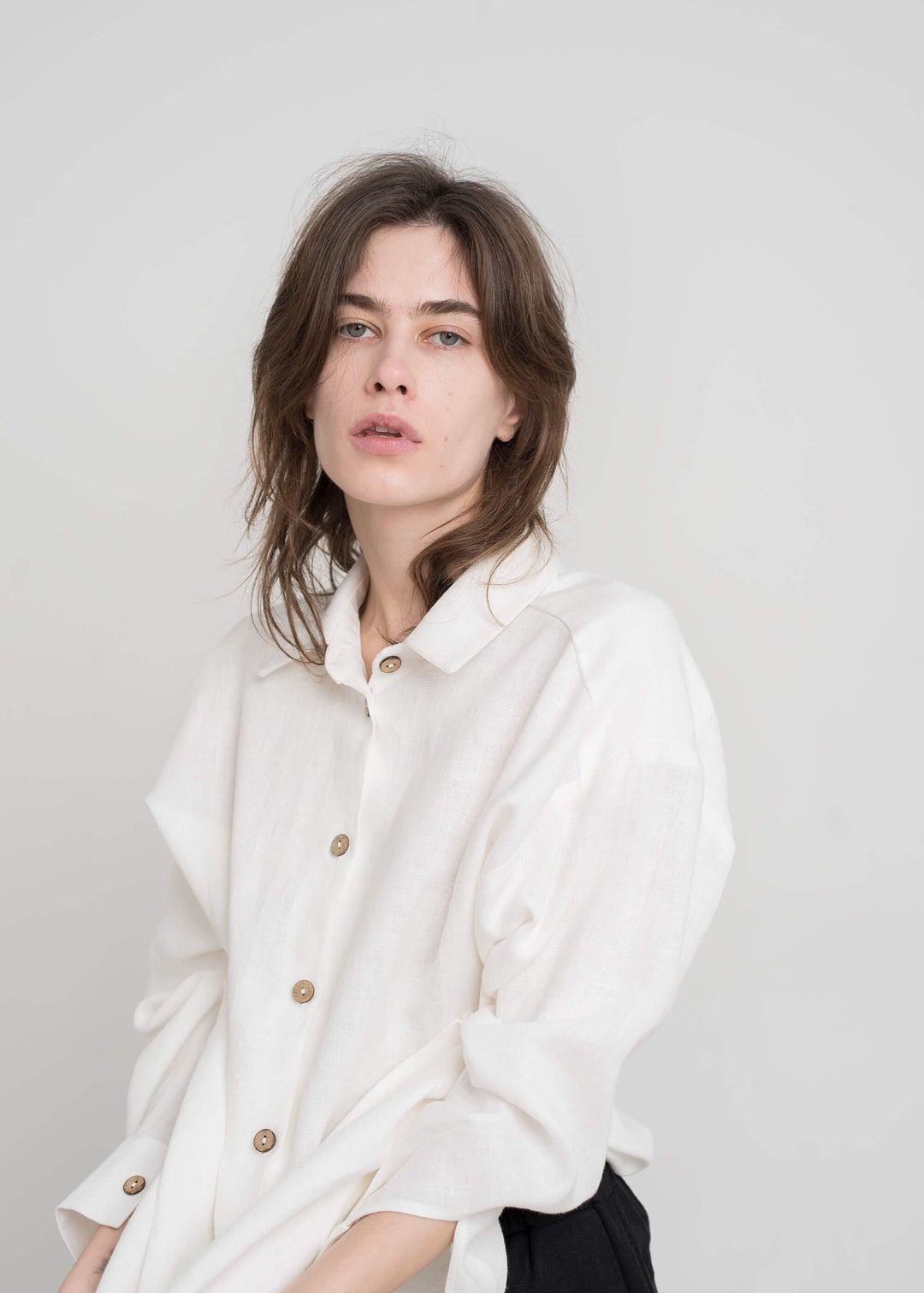 Camicia oversize in lino UPE Camicia bianca da donna Camicia