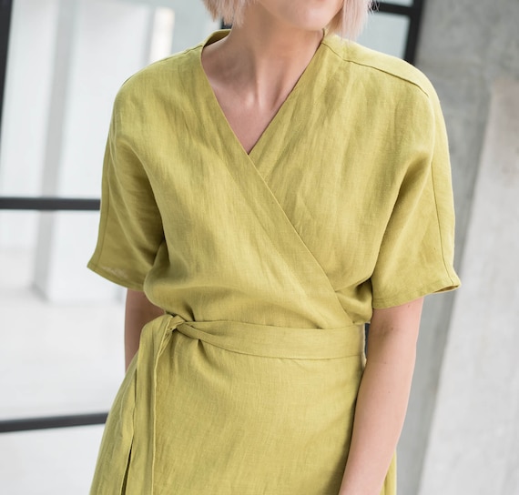 knee length dresses for ladies Women's Navy Belted Wrap Dress | Chic Midi Fashion