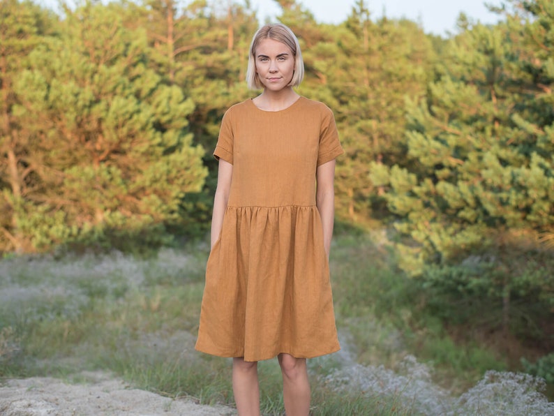 Linen dress MILA / Cinnamon linen dress / Romantic linen dress / Everyday wear linen dress / Washed linen dress for women / Handmade dress image 4