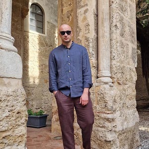 Ready to ship/Linen shirt for men ELIOT / Men&#39;s linen shirt / Long sleeve Linen shirt / Linen clothing for men