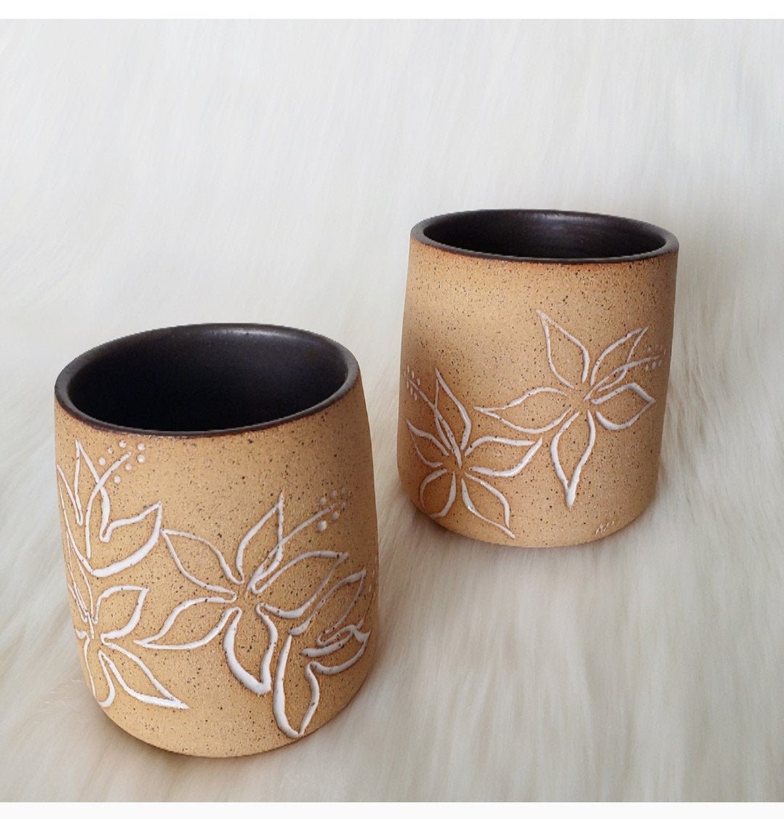 Handmade Ceramic Hibiscus Tumblers Etsy