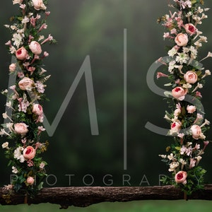 Spring Flower Swing Digital Background/Backdrop Bundle for Photographer Composites- Pink/White Peonies