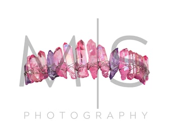 Pink Purple Silver Crystal Crown Digital Overlay for Photographer Composites