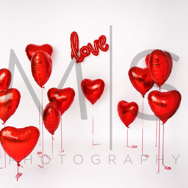 Valentine's Day Balloons Studio Set- Digital Backgrounds/Backdrops for Photographer Composites