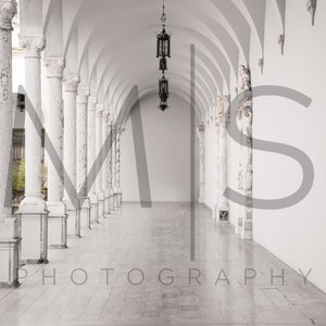 White Marble Promenade Hallway Columns- Digital Background/Backdrop Collection for Photographer Composites