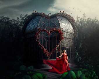 Invernadero abandonado en forma de corazón Invernadero en forma de corazón para el día de San Valentín Arboreto Fotógrafo digital en forma de corazón Composición